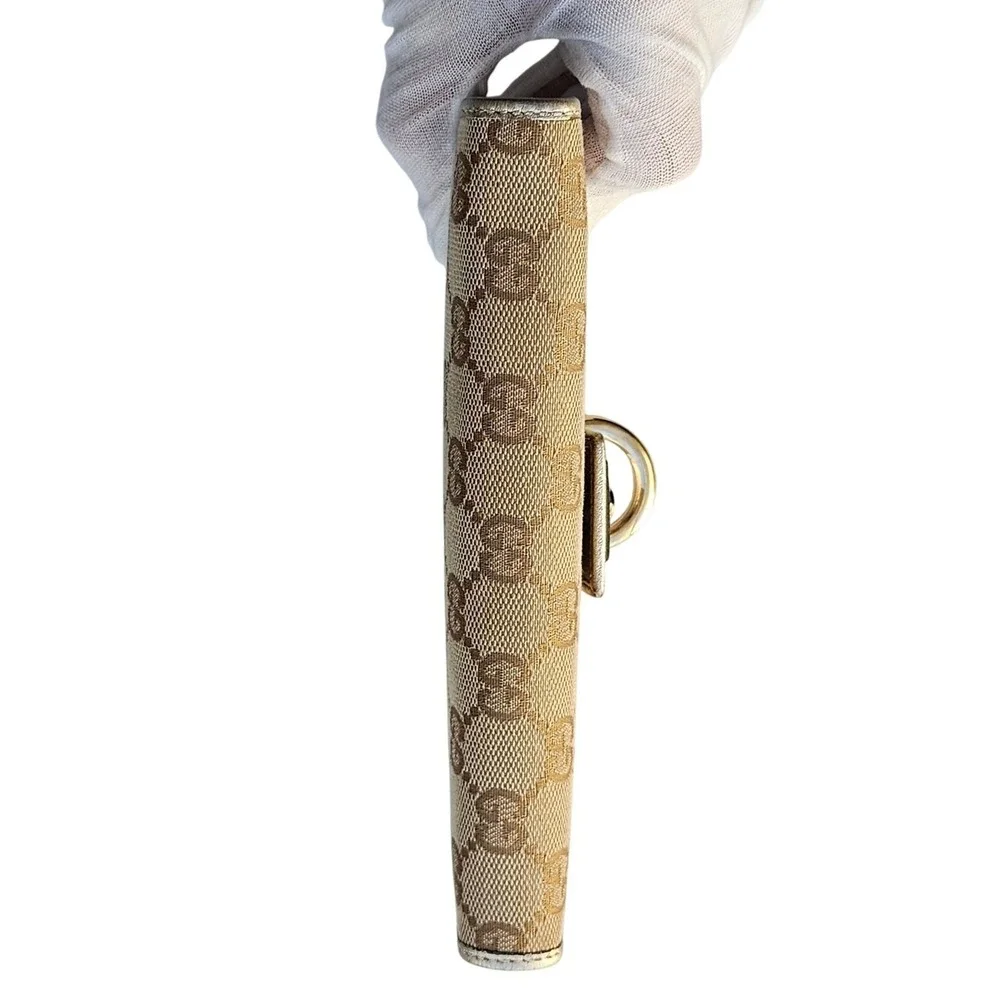 Gucci Abbey D-Ring Long Wallet GG Monogram Canvas Metallic Gold - Picture 8 of 15